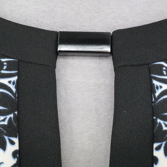 London Times Dress Womens 10 Black White Stretch Knit Back Zip Sleeveless Career - Picture 10 of 13